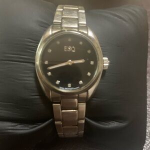 Movado ESQ Diamond Dial Stainless Steel Swiss Quartz Wrist Watch